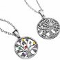 MOWOM 2PCS Silver Tone Stainless Steel Pendant Necklace Tree Of Life
