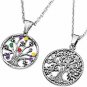 MOWOM 2PCS Silver Tone Stainless Steel Pendant Necklace Tree Of Life