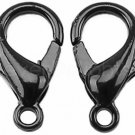 100 Pack - CleverDelights Lobster Clasps - 12x6mm - Dark Black Color - Jewelry