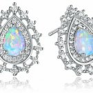 GEMSME White Gold Plated Water Drop Shaped Stud Earrings For Women