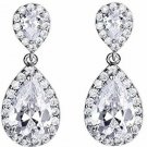 DDH Silver Wedding Tear Drop Crystal Dangle Earrings Bridesmaid Gift Jewelry
