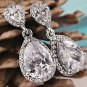 DDH Silver Wedding Tear Drop Crystal Dangle Earrings Bridesmaid Gift Jewelry