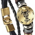 Hamoery Punk Alloy Leather Bracelet Constellation Braided Rope Bracelet Bangle