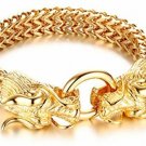 Mealguet Jewelry Fashion Gold Plated Stainless Steel Double Opposite Dragon For