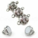 20 CleverDelights Magnetic Jewelry Clasps - Deco Drum Style - Platinum (Antique