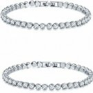 CARSINEL 2 PCS White Gold Plated Round Cut Cubic Zirconia Tennis Bracelet Set