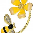 Neoglory Jewelry Yellow Flower Bees Zircon Adjustable Rings For Girls