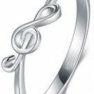 BORUO 925 Sterling Silver Ring, HighPolish Music Note Resistant Comfort Fit 7