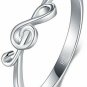 BORUO 925 Sterling Silver Ring, HighPolish Music Note Resistant Comfort Fit 7