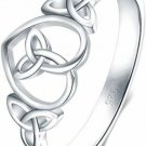 BORUO 925 Sterling Silver Ring Celtic Knot Heart High Polish Tarnish Resistant