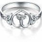 BORUO 925 Sterling Silver Ring Celtic Knot Heart High Polish Tarnish Resistant