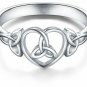 BORUO 925 Sterling Silver Ring Celtic Knot Heart High Polish Tarnish Resistant