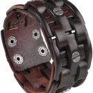 Zysta Punk Gothic Mens Genuine Leather Braided Bracelet Wristband Cuff Bangle