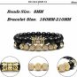 Meangel 8mm Charm Beads Bracelet For Men Women Black/Gold Matte Onyx Natural