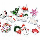 Housweety 50 Mixed Silver Plated Enamel Christmas Charms Pendants