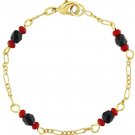 18k Gold Plated Evil Eye Protection Simulated Azabache Bracelet Link Amulet 5.5'