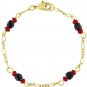 18k Gold Plated Evil Eye Protection Simulated Azabache Bracelet Link Amulet 5.5'