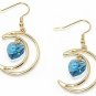 18K Gold Plated Two-Tone Blue Crystal Sapphire Heart Moon Shape Earrings
