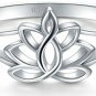 BORUO 925 Sterling Silver Ring, Lotus Flower Yoga High Polish Plain Dome Fit 10