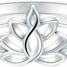 BORUO 925 Sterling Silver Ring, Lotus Flower Yoga High Polish Plain Dome Fit 7