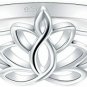 BORUO 925 Sterling Silver Ring, Lotus Flower Yoga High Polish Plain Dome Fit 7