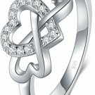 BORUO 925 Sterling Silver Ring, High Polish Cubic Zirconia Infinity And Heart 9