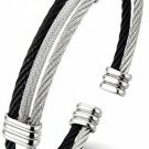 COOLSTEELANDBEYOND Mens Womens Stainless Steel Twisted Cable Adjustable Cuff