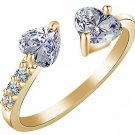 Cutesmile Fashion Jewelry Gold/Silver Dazzling Double Love Heart Crystal Open