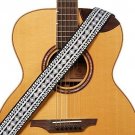 Amumu Retro Hootenanny Ribbon Woven Guitar Strap With Premium Leather Ends, And