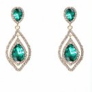 NLCAC Women's Pear Shape Teardrop Crystal Green Earrings Dangle Long Rhinestone