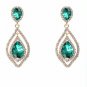 NLCAC Women's Pear Shape Teardrop Crystal Green Earrings Dangle Long Rhinestone