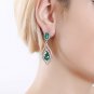 NLCAC Women's Pear Shape Teardrop Crystal Green Earrings Dangle Long Rhinestone