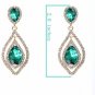 NLCAC Women's Pear Shape Teardrop Crystal Green Earrings Dangle Long Rhinestone
