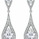 EVER FAITH Women's Austrian Crystal Elegant Dual Teardrop Pierced Dangle Clear
