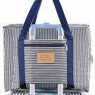 Travel Bag Waterproof Duffel Bag Large Capacity Carry On Stripes  Bag Dark Blue