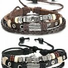 Leather Charm Bracelet For Men Braided Wrist Cuff Vintage, 2 Pcs