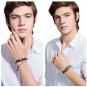 Leather Charm Bracelet For Men Braided Wrist Cuff Vintage, 2 Pcs