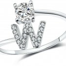 Rings For Women Initial Ring Letter Ring A-Z Adjustable Silver Rings W