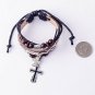 NAWAY Sexy Leopard Braided Leather Wrist Cuff Charm Cross Bracelet For Men ,