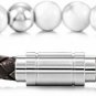 MOWOM Silver Tone Brown Stainless Steel Genuine Leather Energy Bracelet Clasp