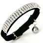 CHUKCHI Soft Velvet Safe Cat Adjustable Collar Bling Diamante With Bells,2 Pcs