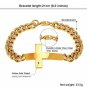 Men's 18k Gold Plated Simple Stainless Steel Sideways Cross Bracelet Gift Him