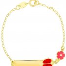 18k Gold Plated Enamel Pink Flower Red Ladybug Tag ID Girls Bracelet 6'