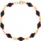 18k Gold Plated Simulated Azabache Womens Bracelet Mal De Ojo Protection 7'