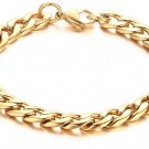 TTVOVO Mens Bracelet 8MM Wide Cuban Curb Link Chain Men's 18K Gold Plated Steel