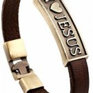 Hamoery Men Punk Alloy Leather Bracelet Jesus Bracelet Bangle Wristband(Jesus)