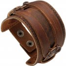 JUSNOVA Leather Cuff Bracelet For Men Women 45mm Wide Belt Wristband Bangle