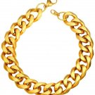 12mm Heavy Punk Cuban Chain Bracelet Men 18K Gold Plated Hand Chain Jewelry,8.3