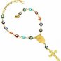 U7 Turkish Evil Eye Bracelet 18K Gold Plated Chain St Benedict Medal And Cross