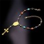 U7 Turkish Evil Eye Bracelet 18K Gold Plated Chain St Benedict Medal And Cross